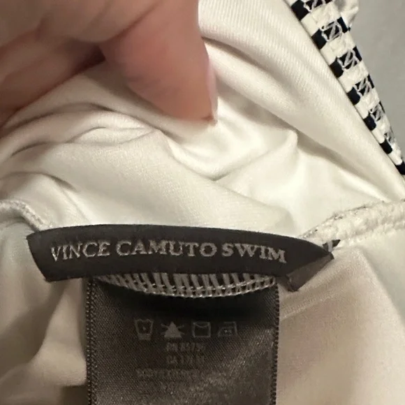 Vince Camuto Cream and Black Striped One Piece Swimsuit - Picture 7 of 8